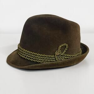 Vintage 70s 80s Mayser Fedora Hat S Felt Olive Green Made in West Germany